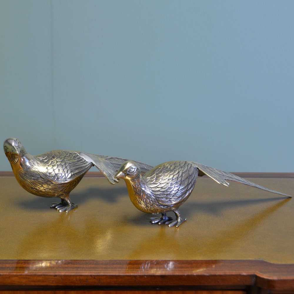 Pair of Vintage Stunning Brass Pheasant Figurines. 