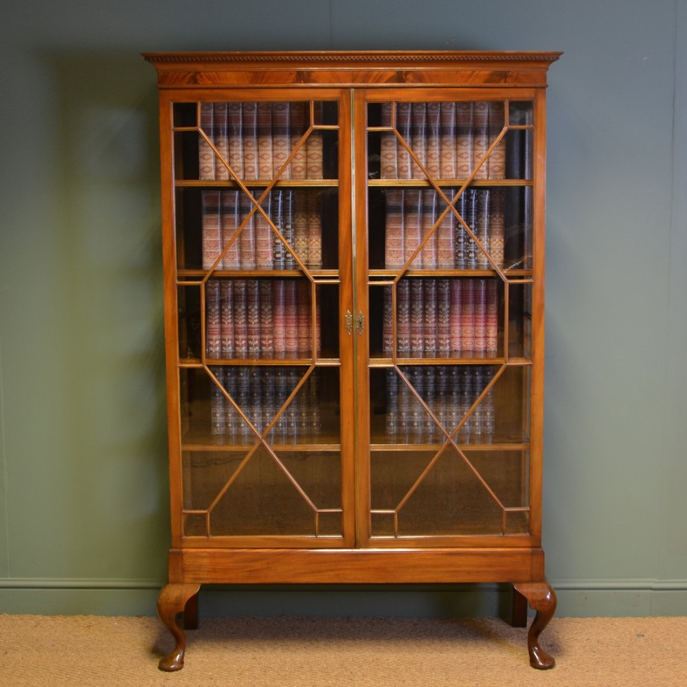 Large Quality Victorian Walnut Astragal Glazed Antique Bookcase