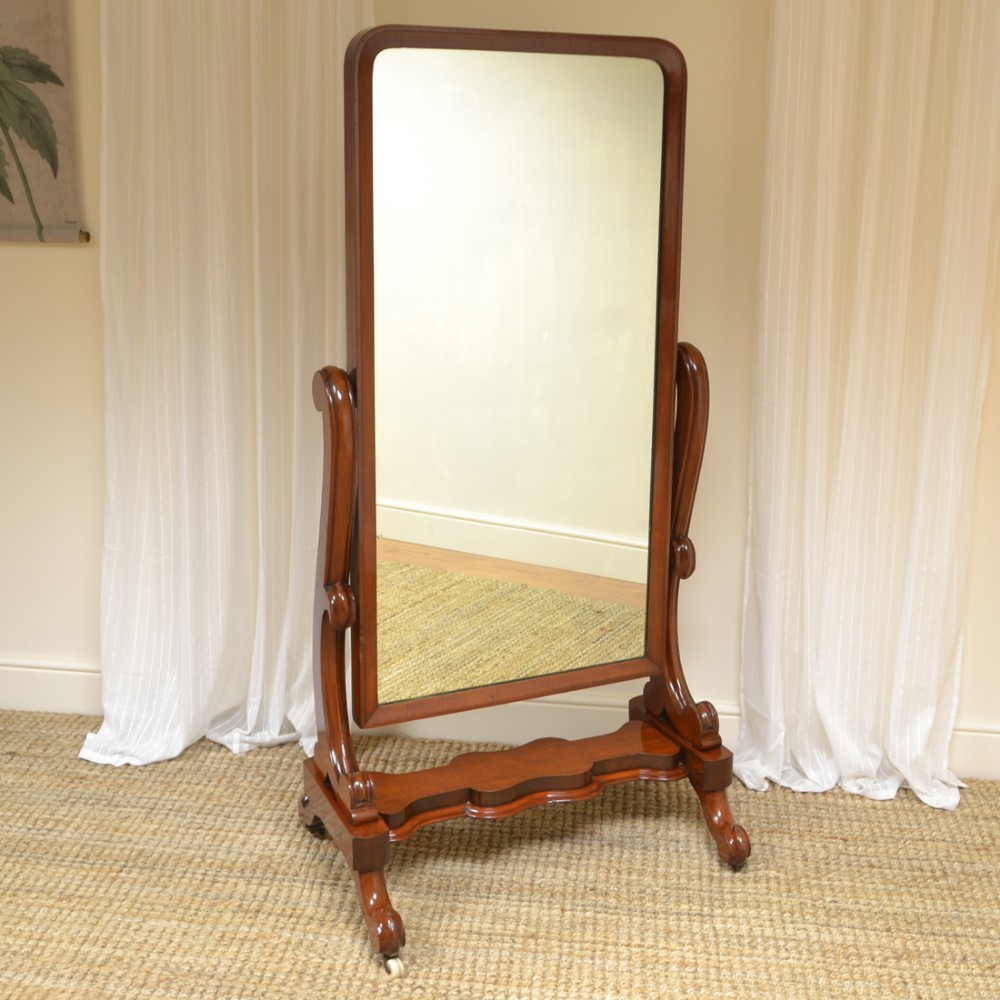 Fine Quality Victorian Mahogany Antique Cheval Mirror 