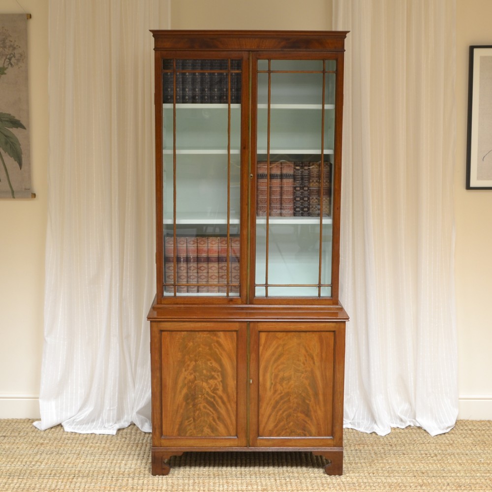 Small Glazed Edwardian Mahogany Antique Bookcase