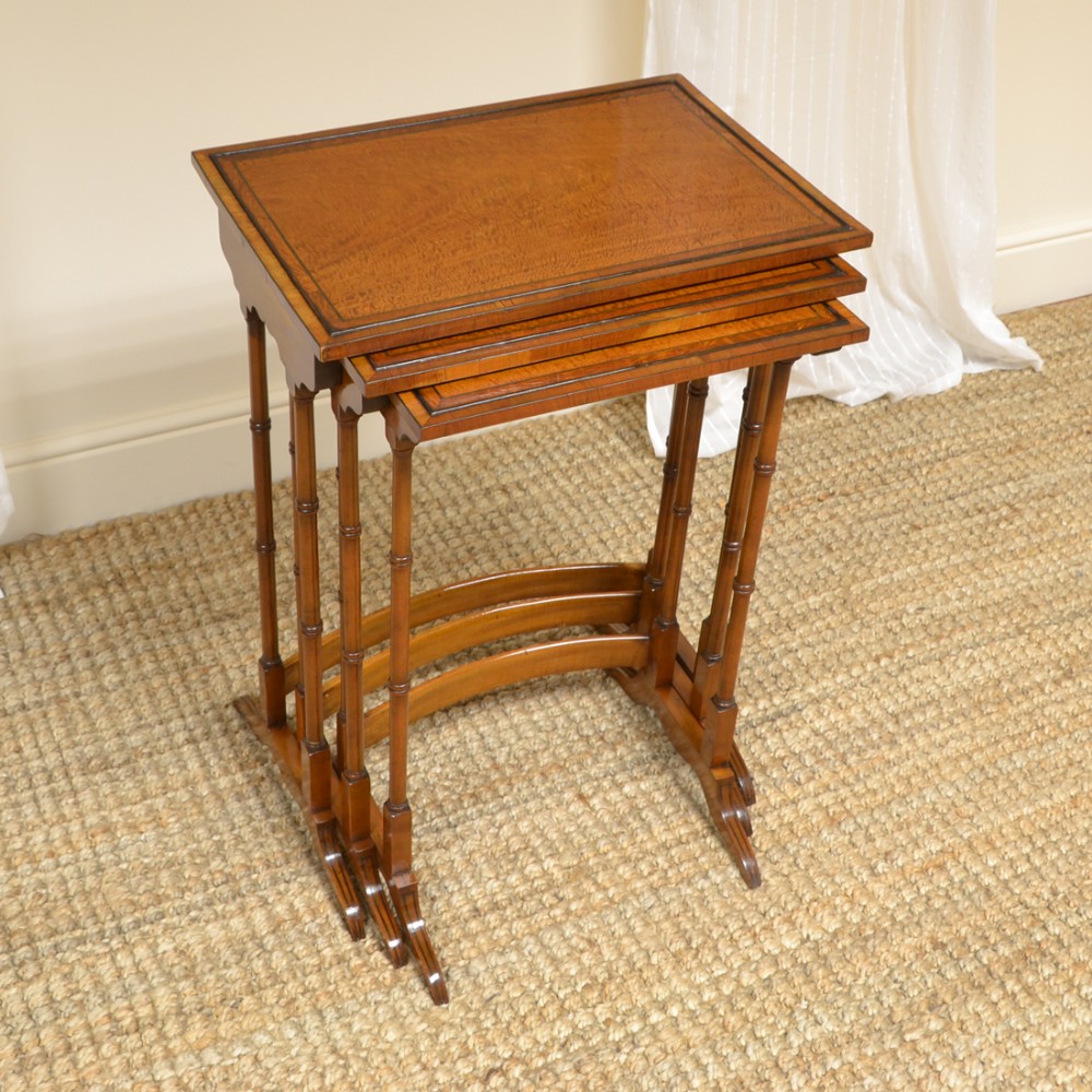 Unusual High Quality Antique Satinwood Nest of Three Tables