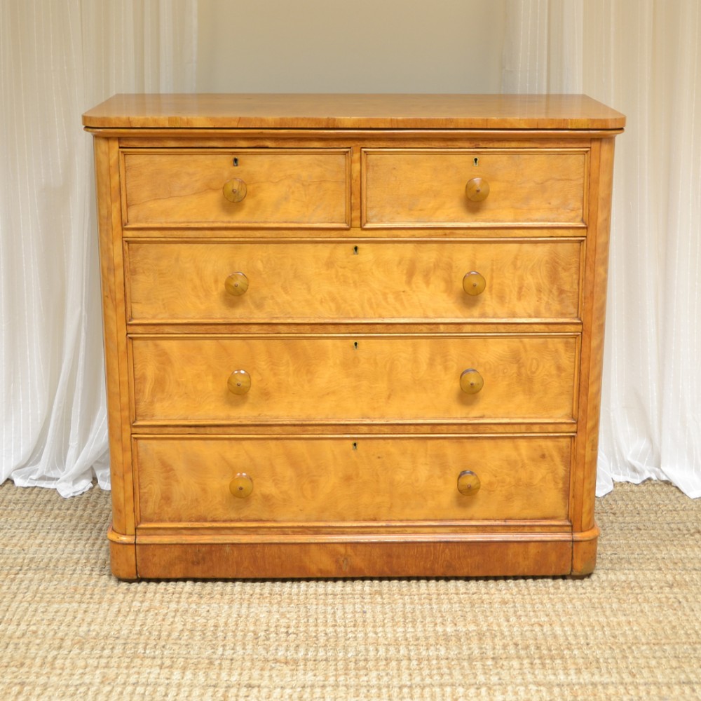 Characterful Satin Birch Victorian Antique Chest of Drawers