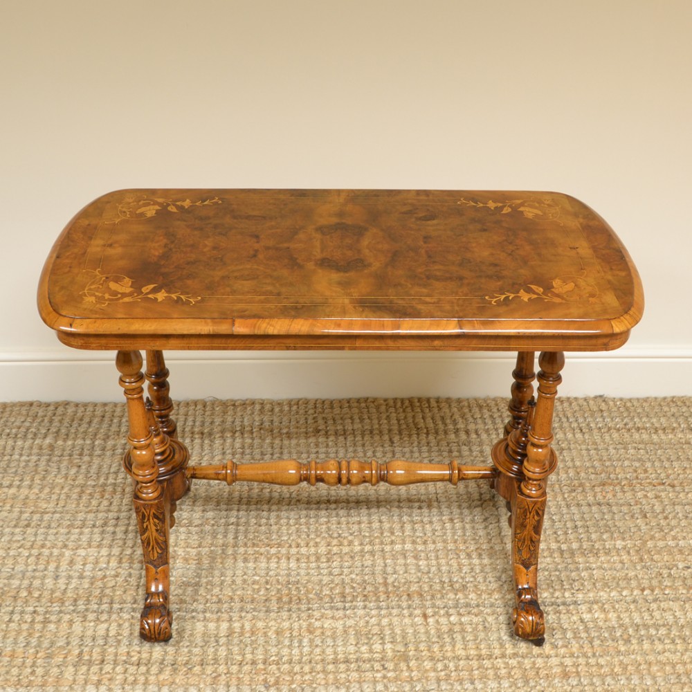 Beautiful Inlaid Walnut Antique Victorian Side Table