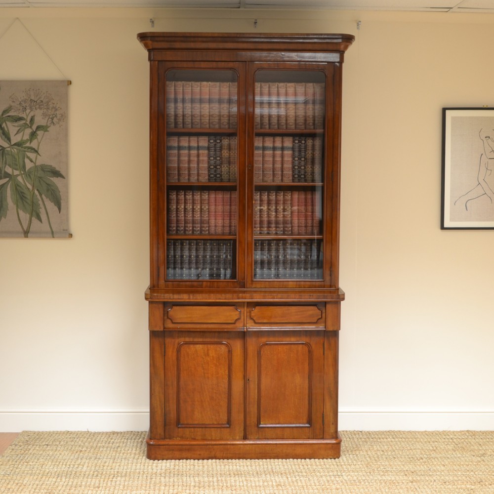 Victorian Figured Mahogany Antique Bookcase
