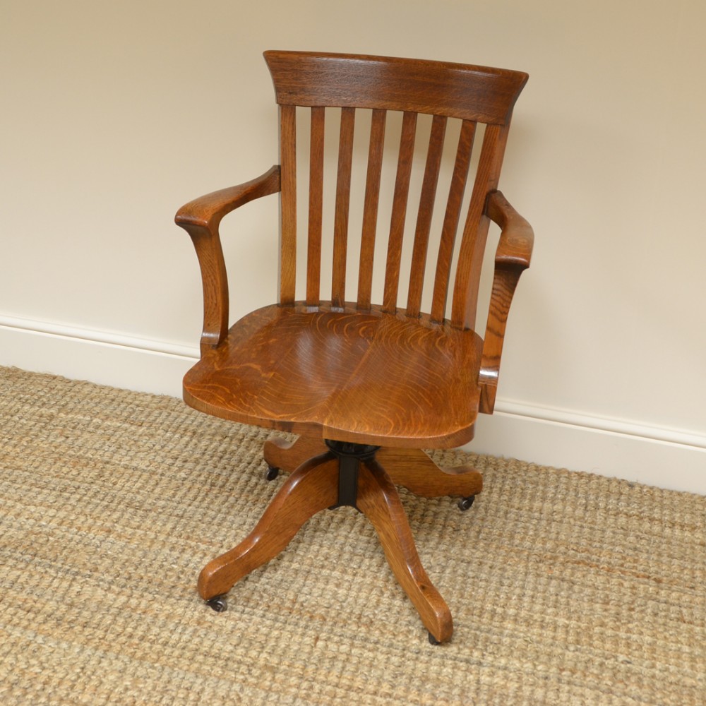 Edwardian Oak Antique Swivel Office Chair