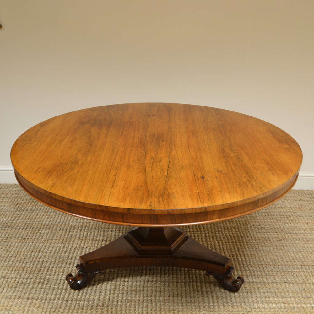 Large Circular Rosewood Antique Dining Table