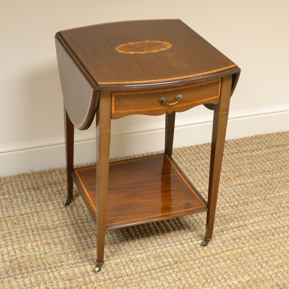 Small Inlaid Mahogany Antique Edwardian Sofa Table
