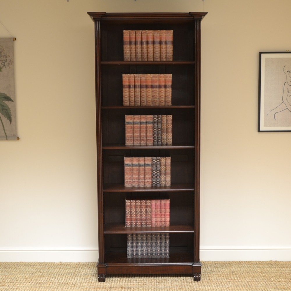 Tall Slim Victorian Antique Open Bookcase
