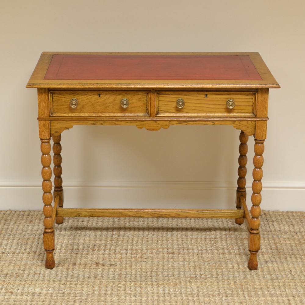 Edwardian Golden Oak Antique Writing Table