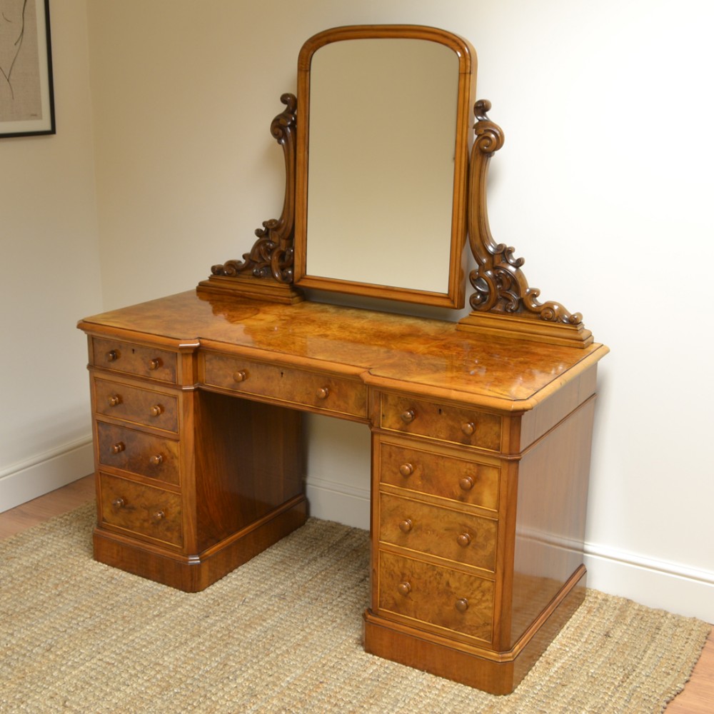 Spectacular Burr Walnut Victorian Antique Dressing Table