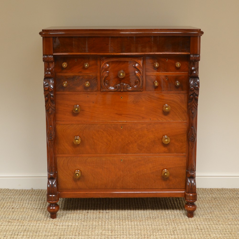 Large Victorian Mahogany Tall Scottish Antique Chest of Drawers