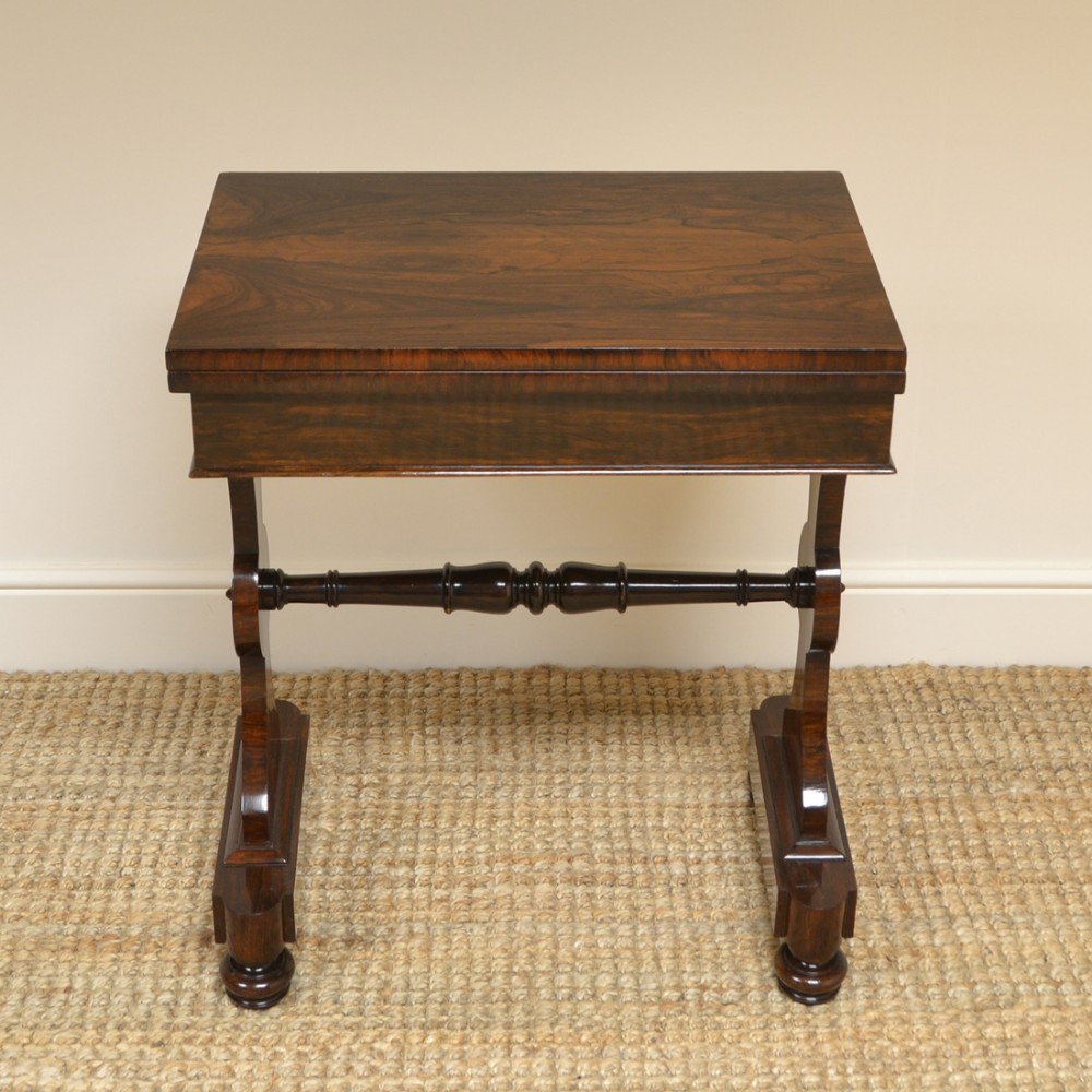 Spectacular Figured Rosewood Regency Antique Games Table