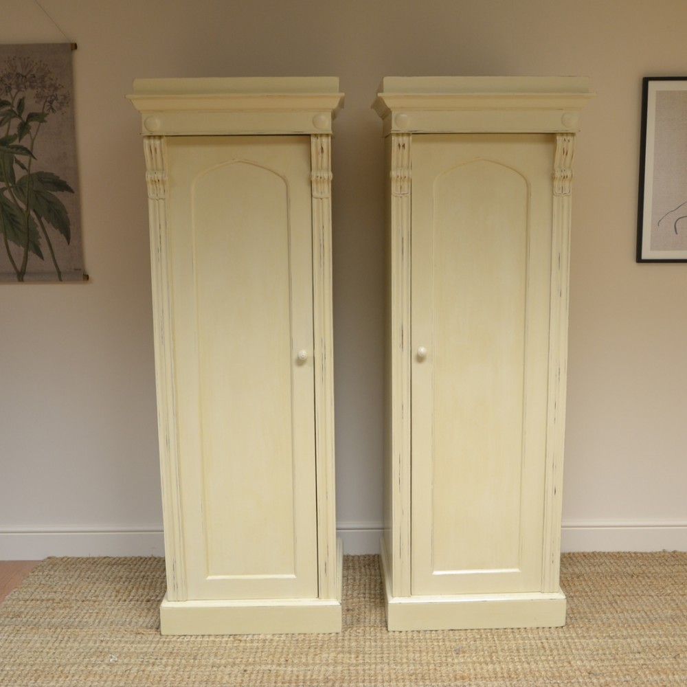 Unusual Pair of Painted William IV Antique Wardrobes