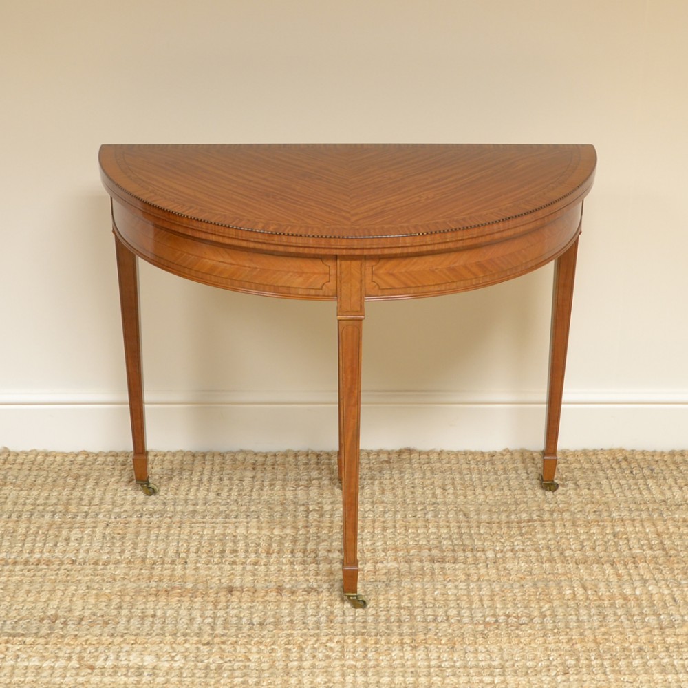 Spectacular Demi Lune Satinwood Victorian Antique Games Table