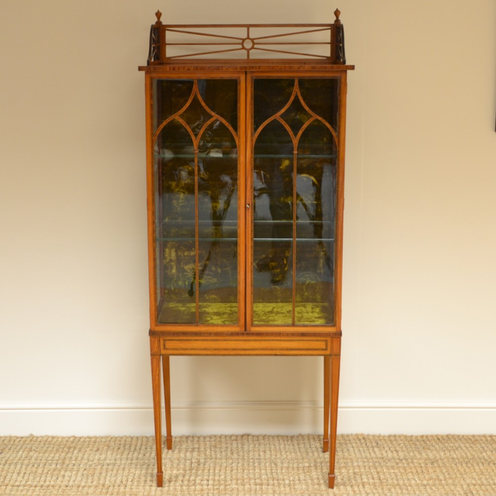 Spectacular Satinwood Victorian Antique Display Cabinet