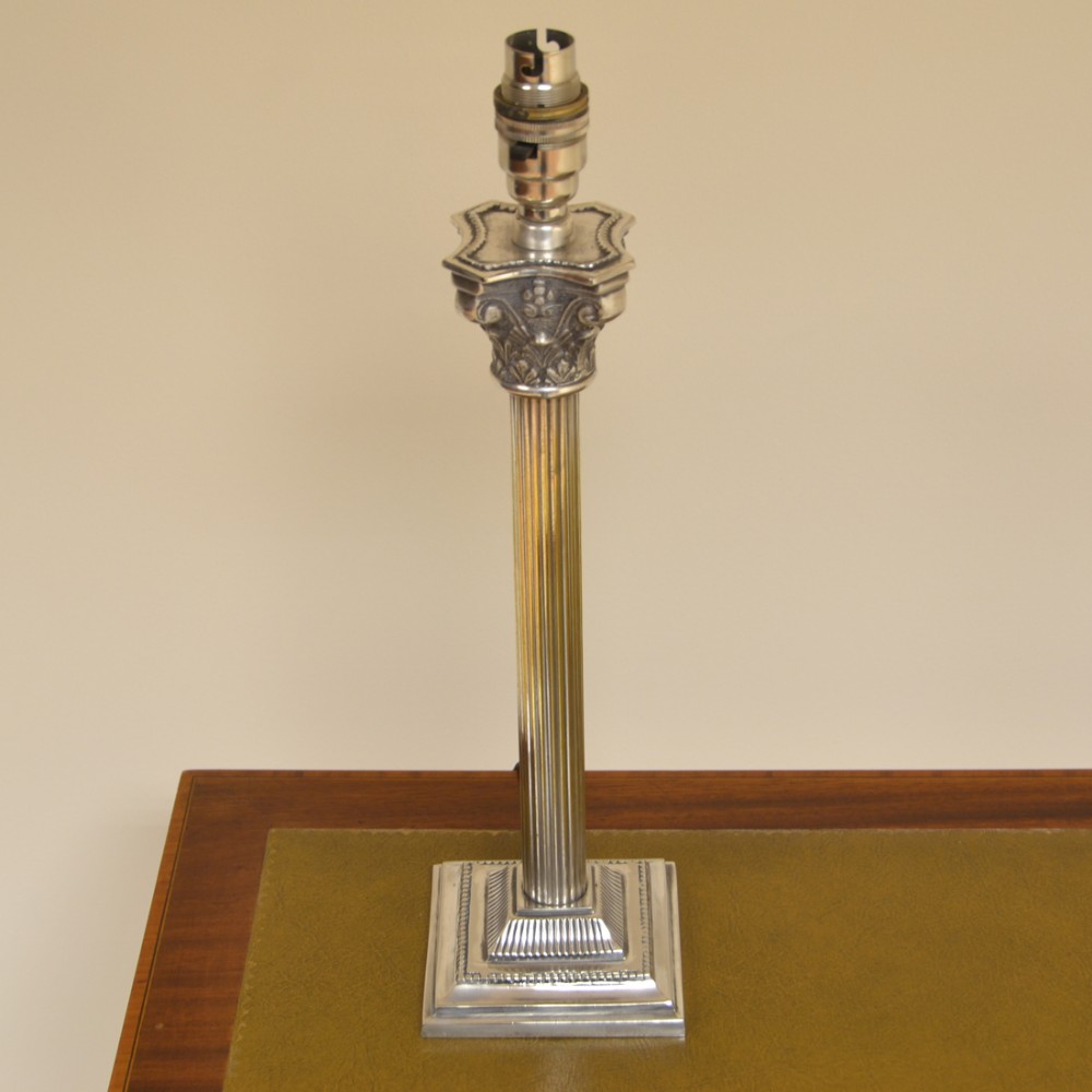 Small Edwardian Silver Plate Antique Lamp