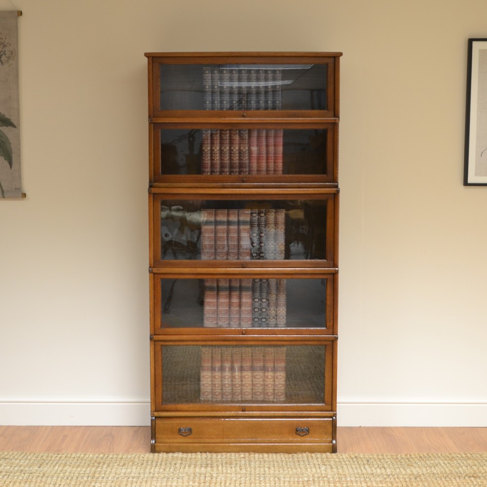 Tall Golden Oak Globe Wernicke Stacking Barristers Bookcase
