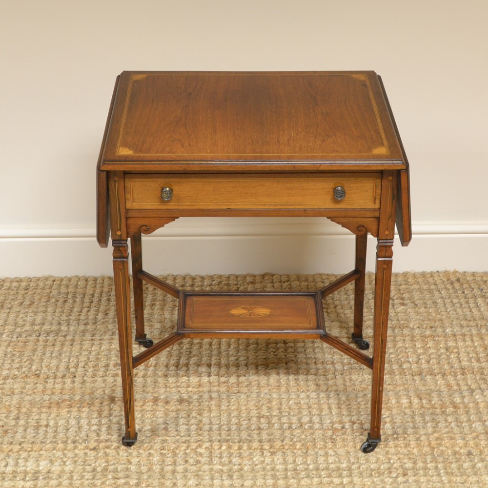 Small Victorian Rosewood Inlaid Antique Sofa Table 