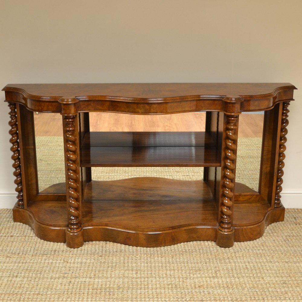 Spectacular Figured Walnut Victorian Display Bookcase Credenza