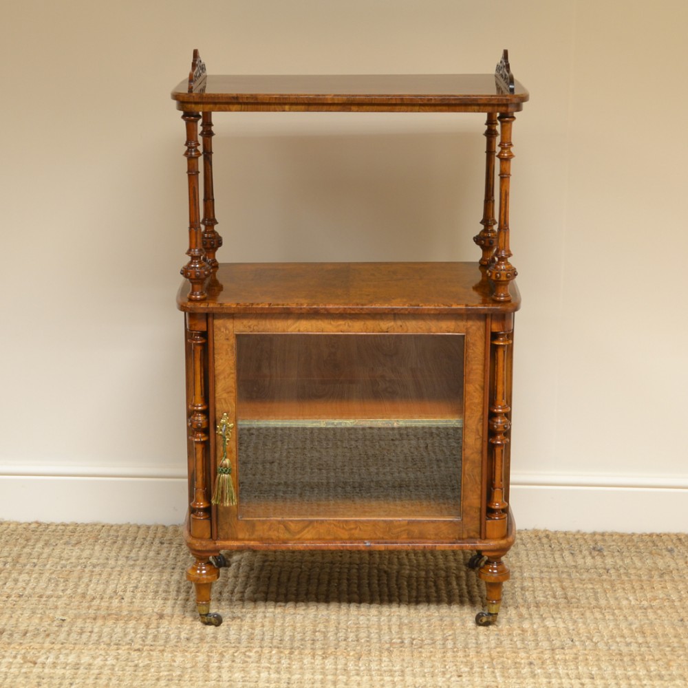 Spectacular Burr Walnut Victorian Antique Music Cabinet