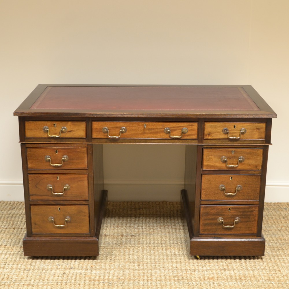 Fine Edwardian Walnut Leather Topped Writing Desk