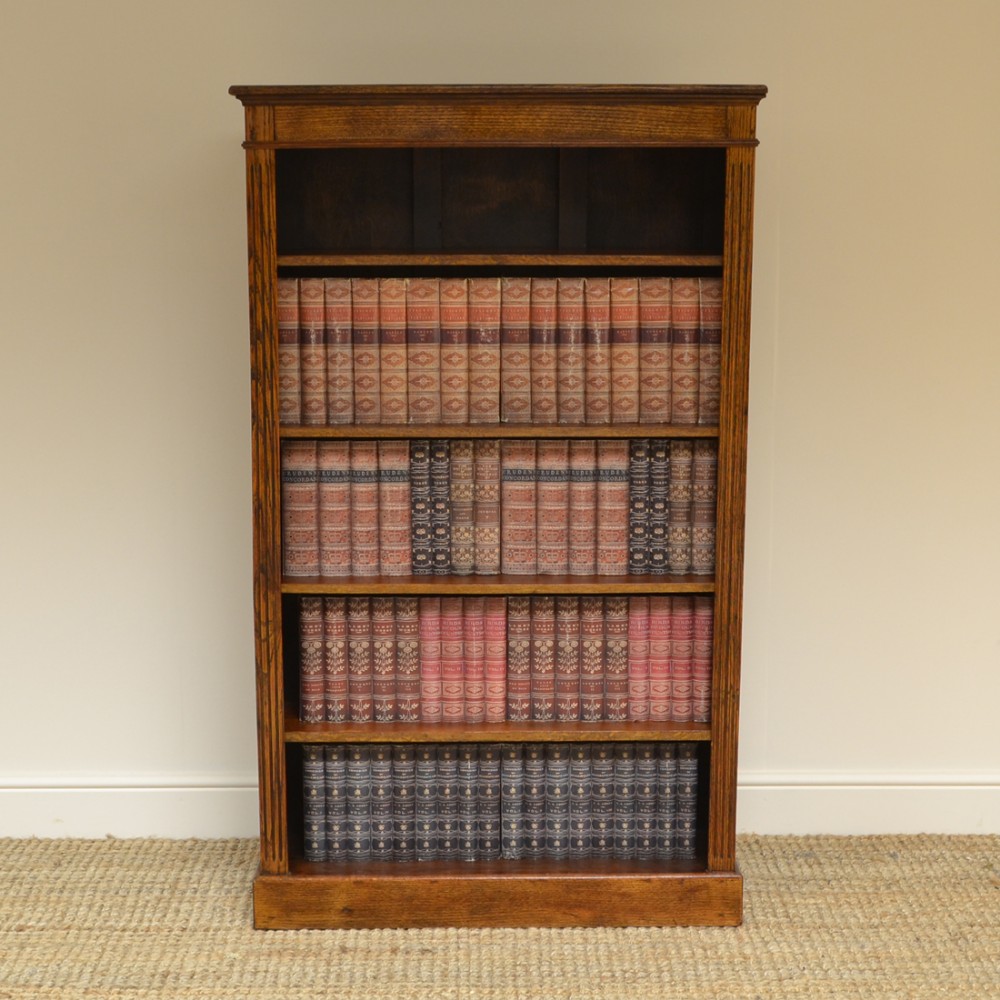 Quality Tall Victorian Oak Antique Open Bookcase