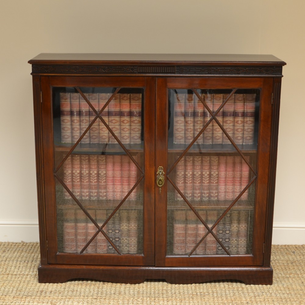 Quality Edwardian Maple & Co Walnut Antique Glazed Bookcase