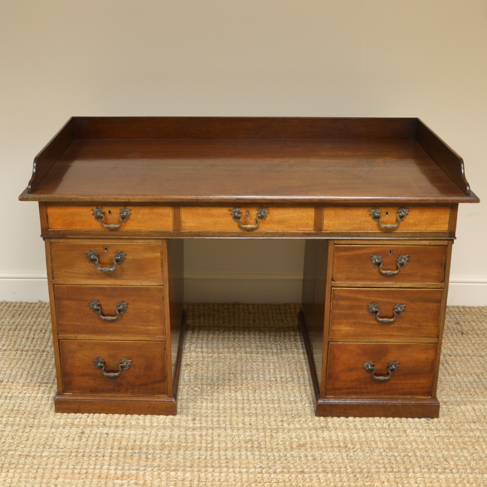 Charming Country House Victorian Walnut Antique Pedestal Desk