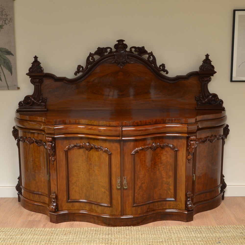 Magnificent Large Serpentine Fronted Antique Victorian Sideboard