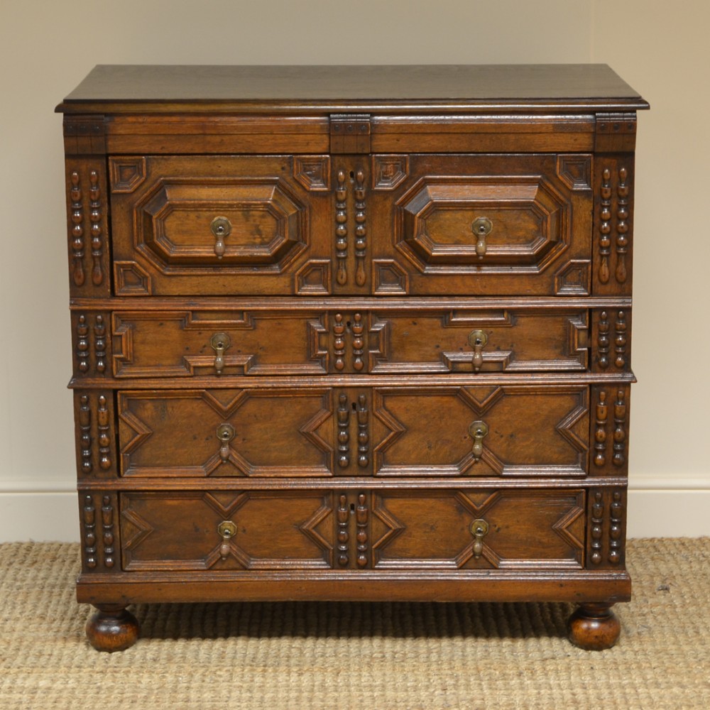 17th century Period Oak Geometric Antique Chest of Drawers