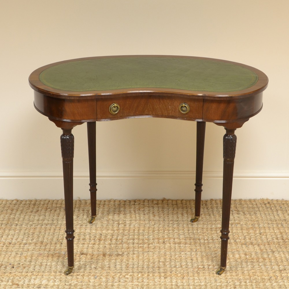 Edwardian Mahogany Maple & Co Kidney Shaped Antique Writing Table