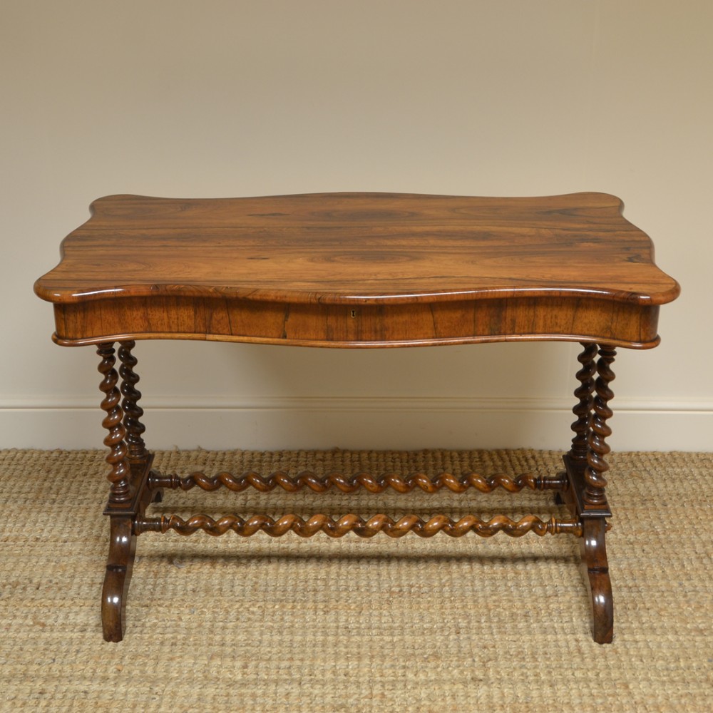 Striking Victorian Rosewood Barley Twist Antique Writing Table