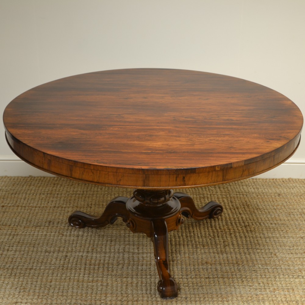 Outstanding Large Circular Victorian Rosewood Antique Dining Table