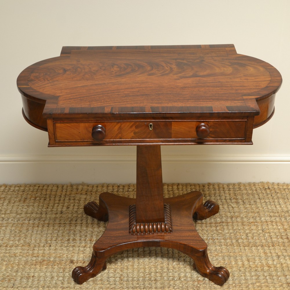 Quality Regency Figured Mahogany Antique Pedestal Antique Side Table