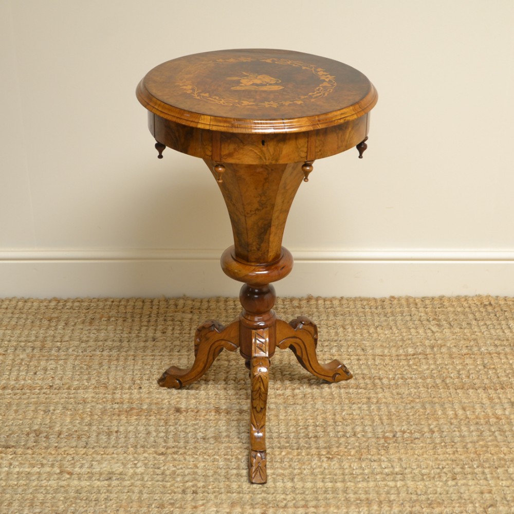 Fine Quality Victorian Figured Walnut Antique Work Box