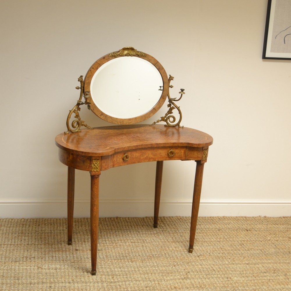 Unusual Edwardian Burr Maple Antique Dressing Table