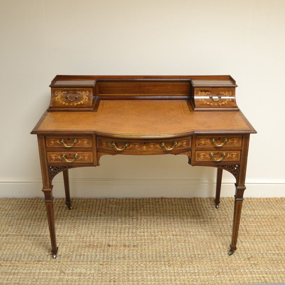 High Quality Victorian Inlaid Antique Carlton House Desk