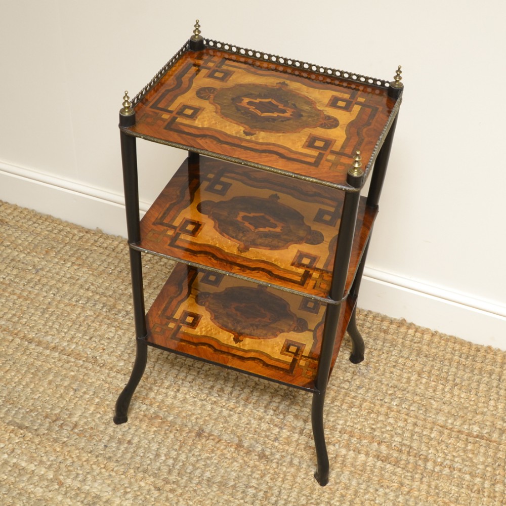 Unusual Inlaid French Victorian Antique Whatnot
