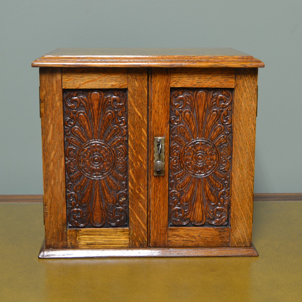 Quality Oak Victorian Small Stationary Box with fitted Interior