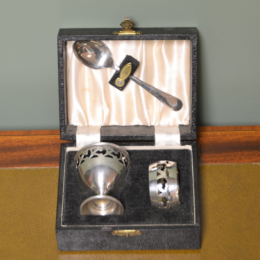Boxed Napkin Ring, Egg Cup and Spoon