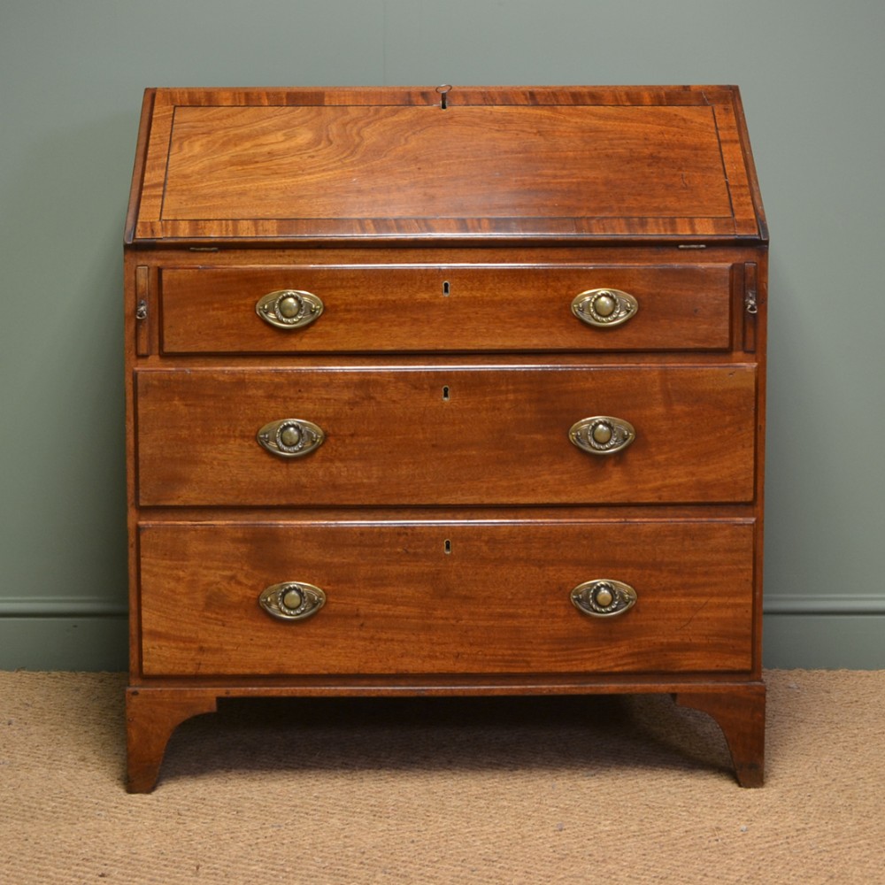 Delightful Georgian Mahogany Cross Banded Antique Bureau