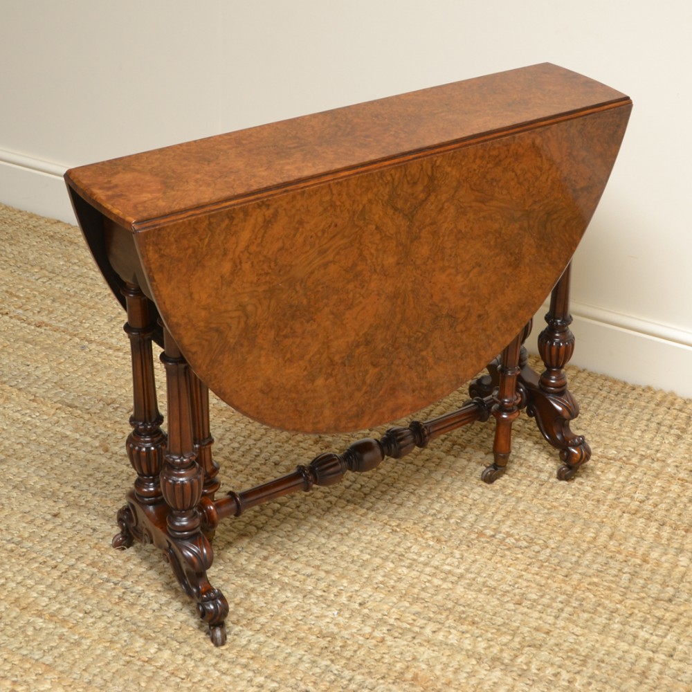 Spectacular Victorian Figured Large Walnut Antique Sutherland Table