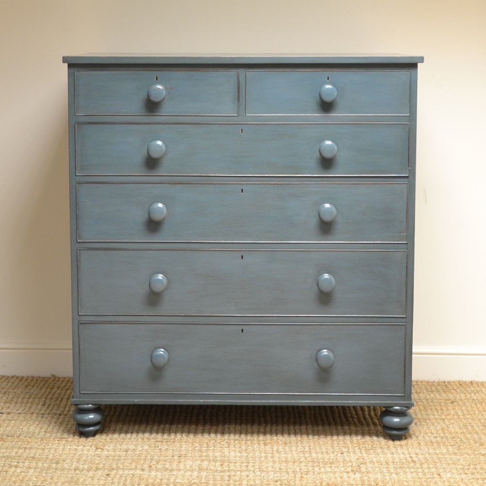 Tall Painted Victorian Antique Chest Of Drawers