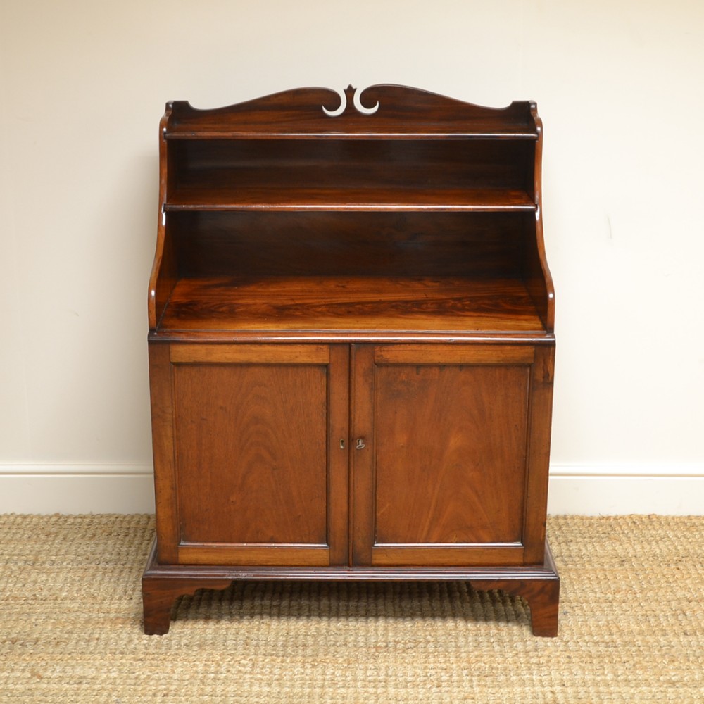 Unusual Small Waterfall Mahogany Antique Chiffonier Bookcase