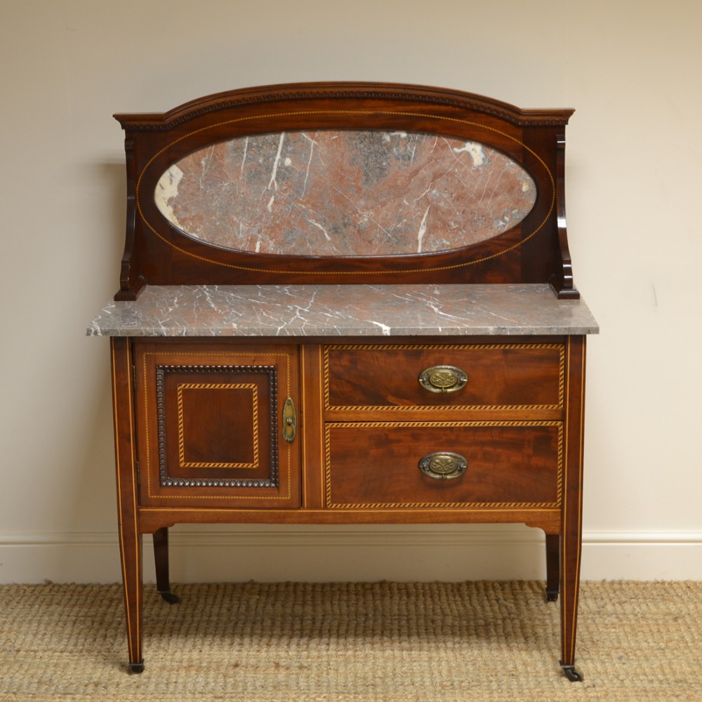Quality Victorian Mahogany Inlaid Antique Wash Stand