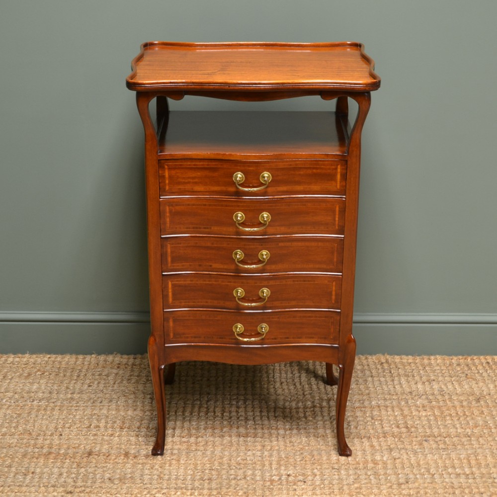 Elegant Edwardian Mahogany Inlaid Antique Music Cabinet 