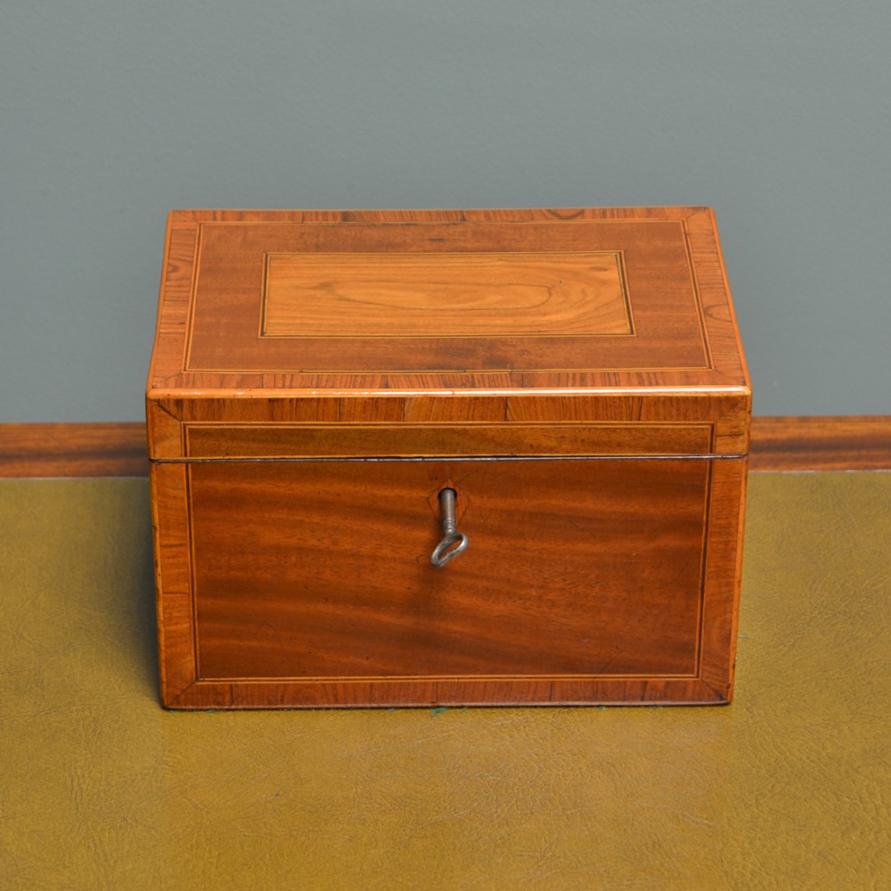 High Quality Inlaid Regency Mahogany Antique Tea Caddy