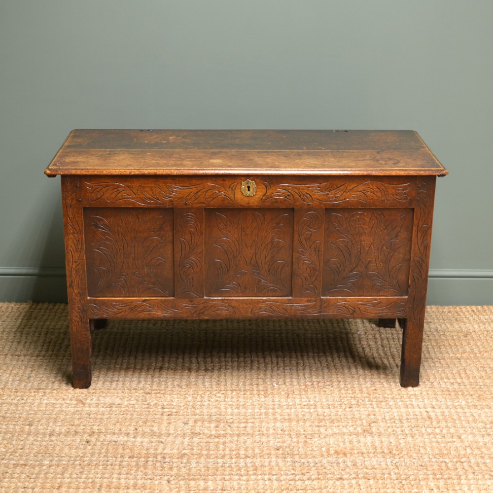 Warm Country Oak Early Eighteenth Century Antique Coffer.