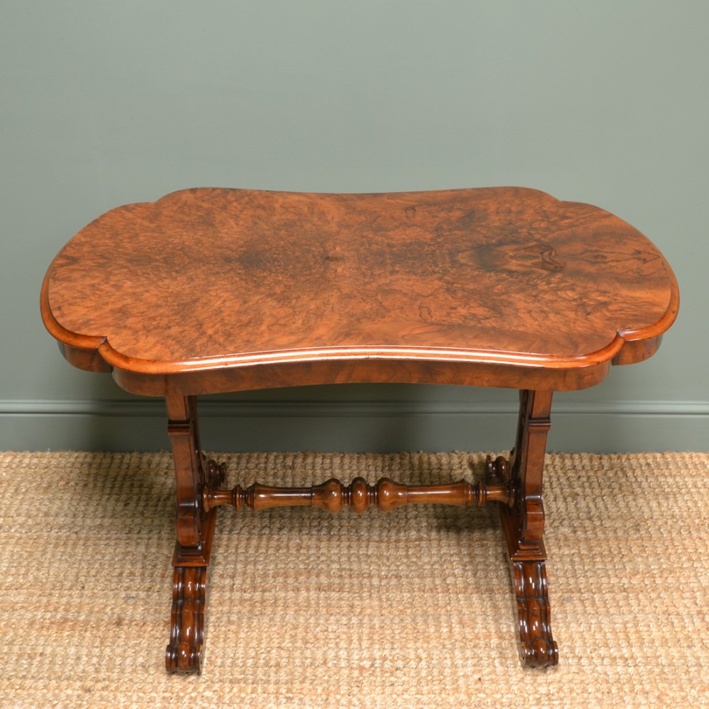 Spectacular Victorian Figured Burr Walnut Antique Centre Table