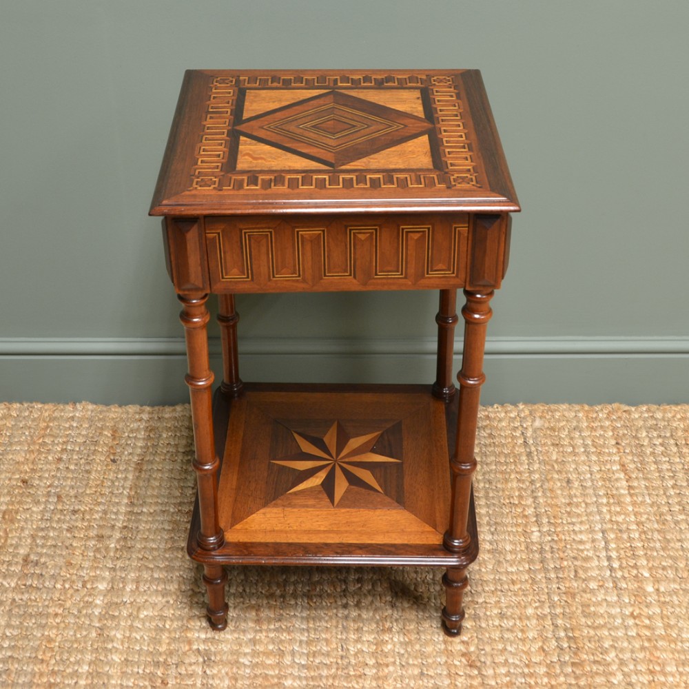 Beautifully Inlaid French Victorian Antique Side Table